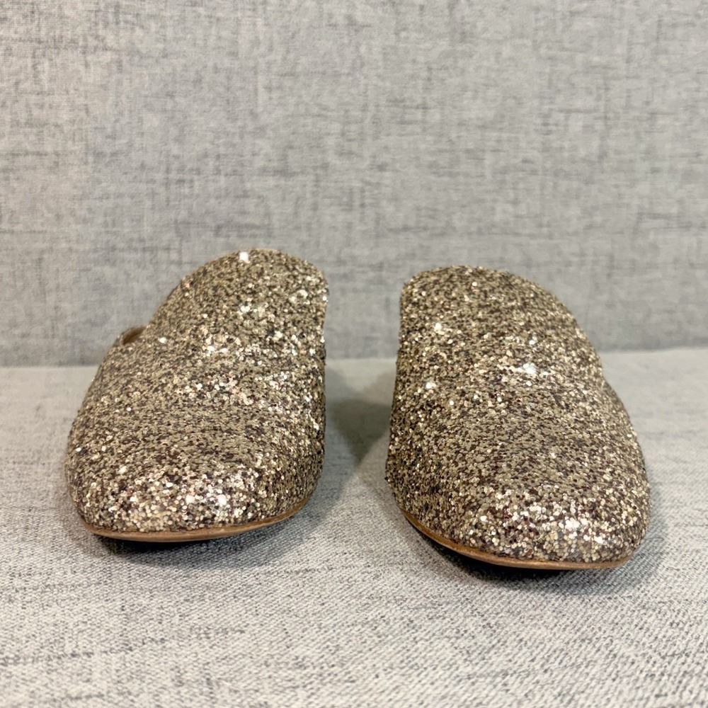 Madewell Gemma Glitter Mule Shoe 8 Gold Heel Slip On Loafers - Picture 4 of 8